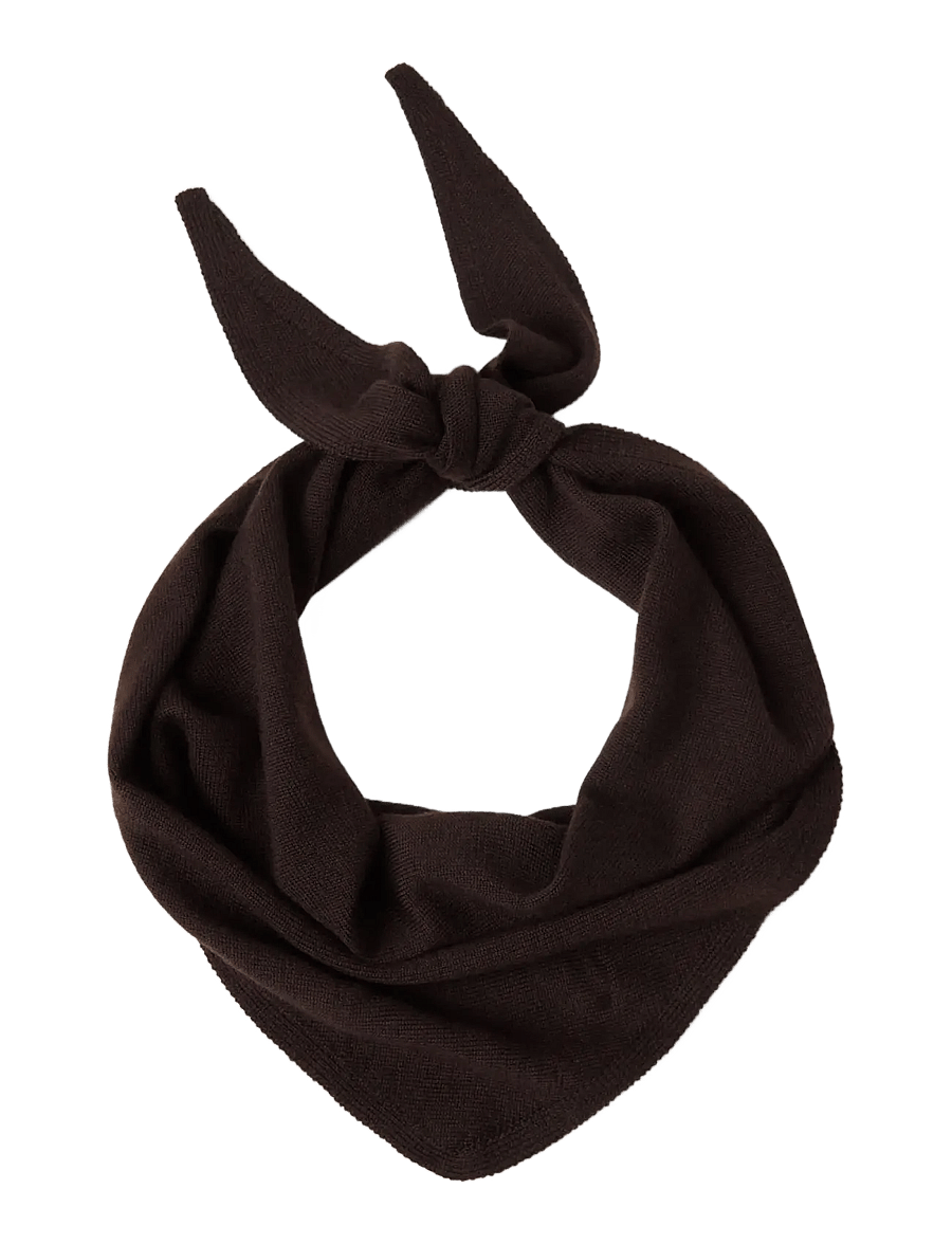 Lindex - Triangle scarf in merino wool - tynde tørklæder - dark brown - 0