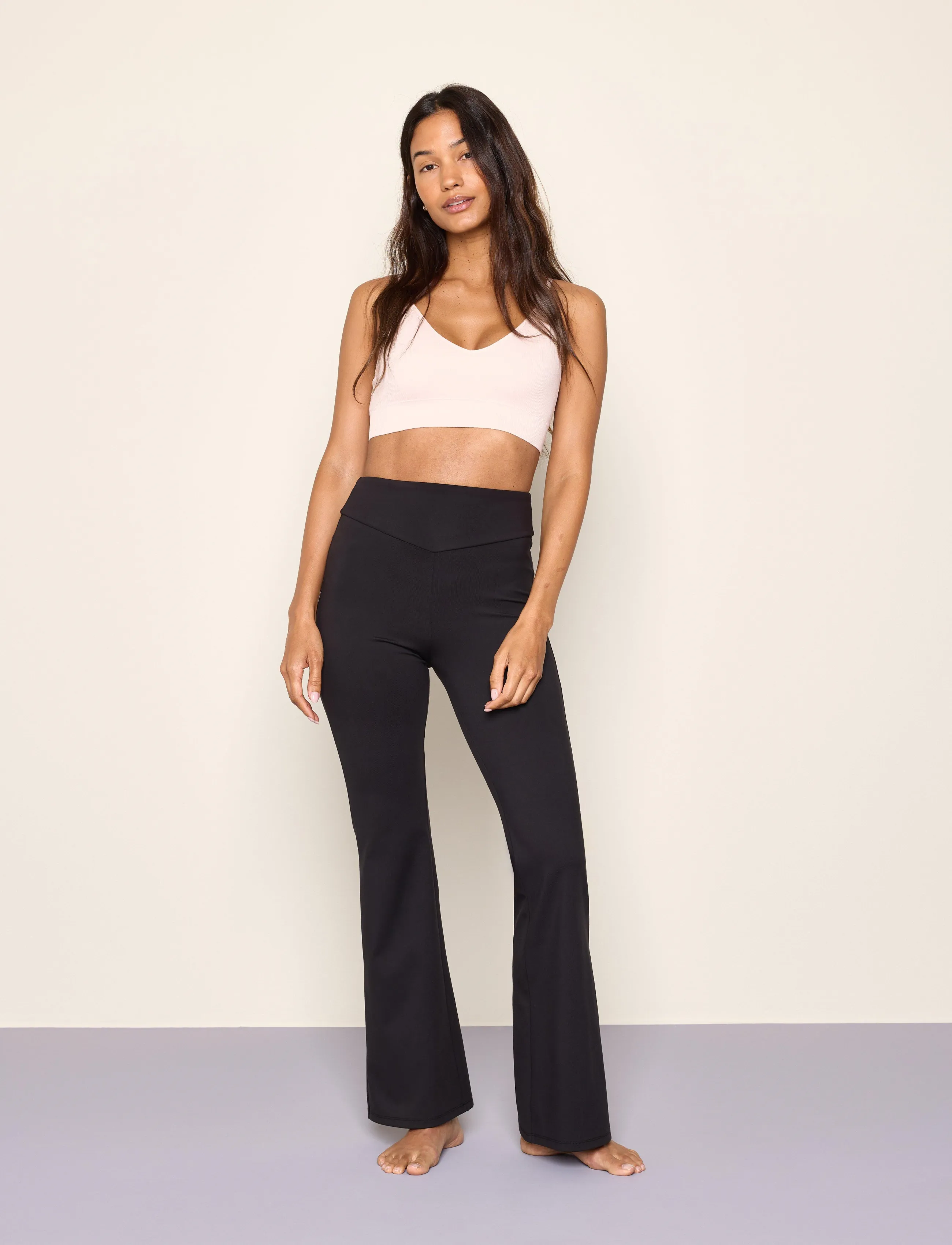 Lindex Flared leggings - Riided - BLACK / black