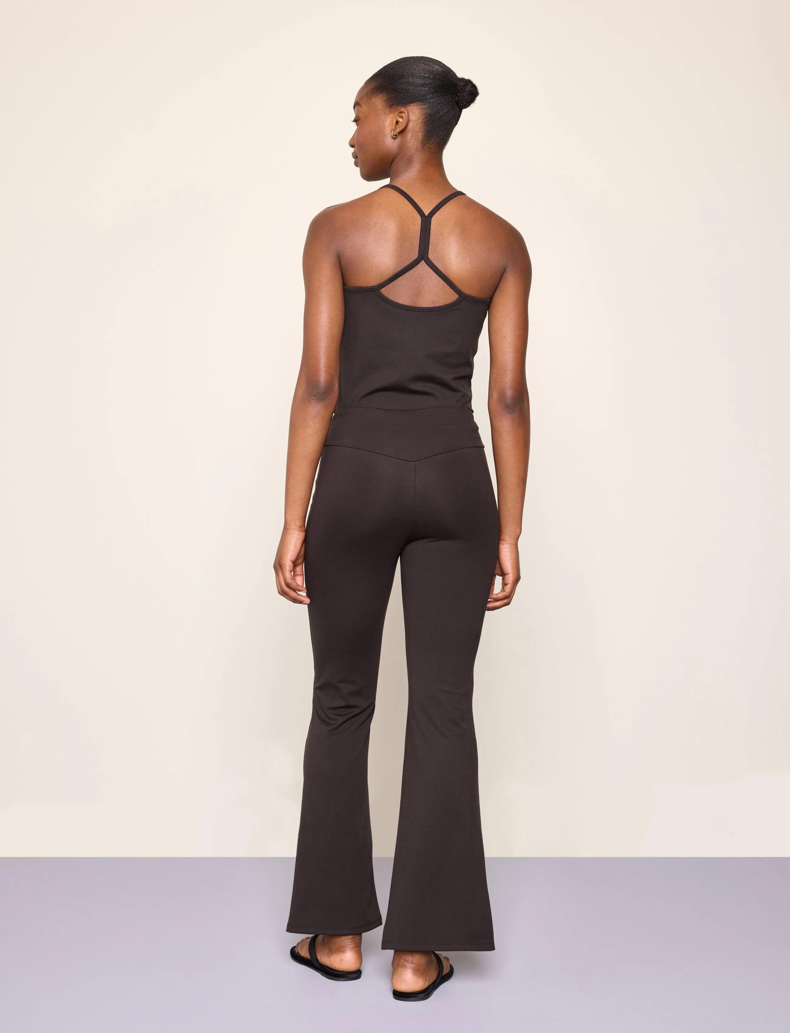 Lindex - Flared leggings - retuusid - dark brown - 3