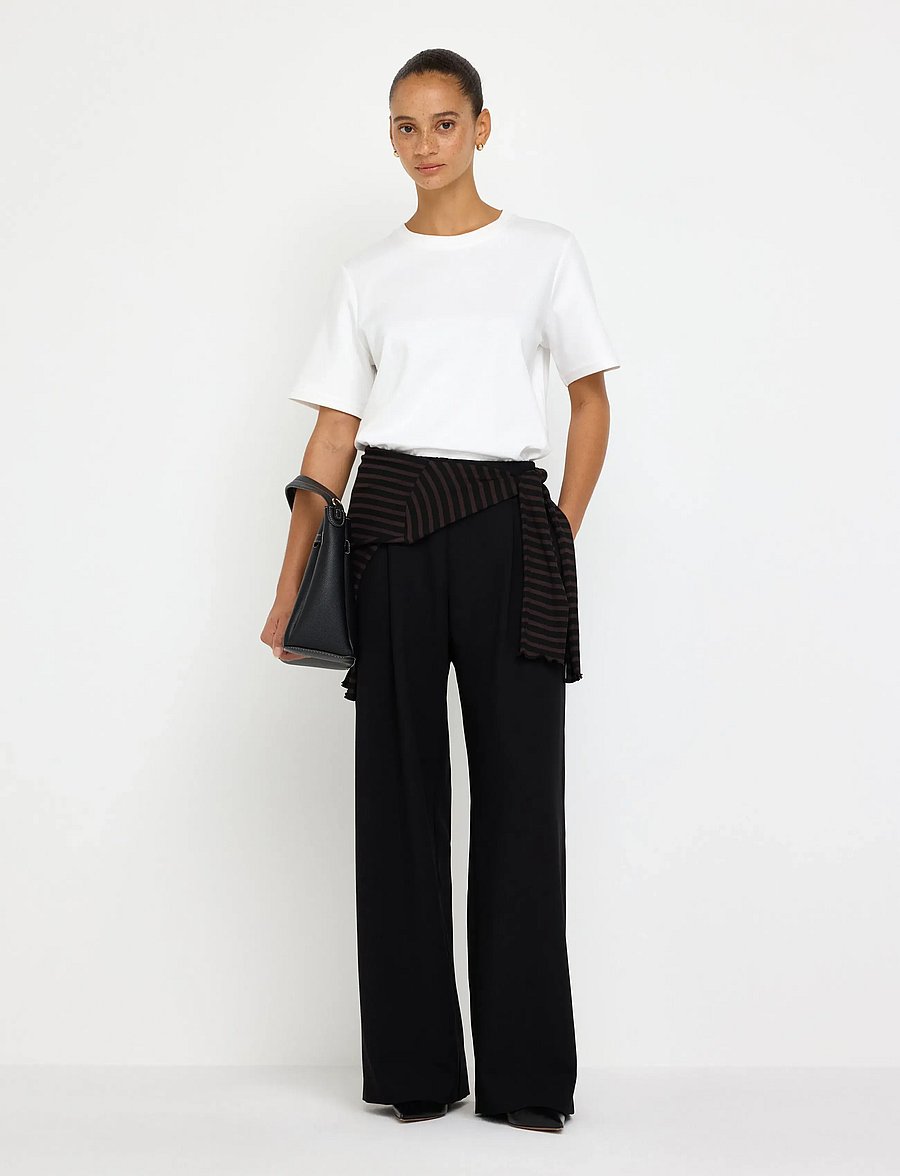 Lindex - Wide trousers with pleats - hosen mit weitem bein - black - 0