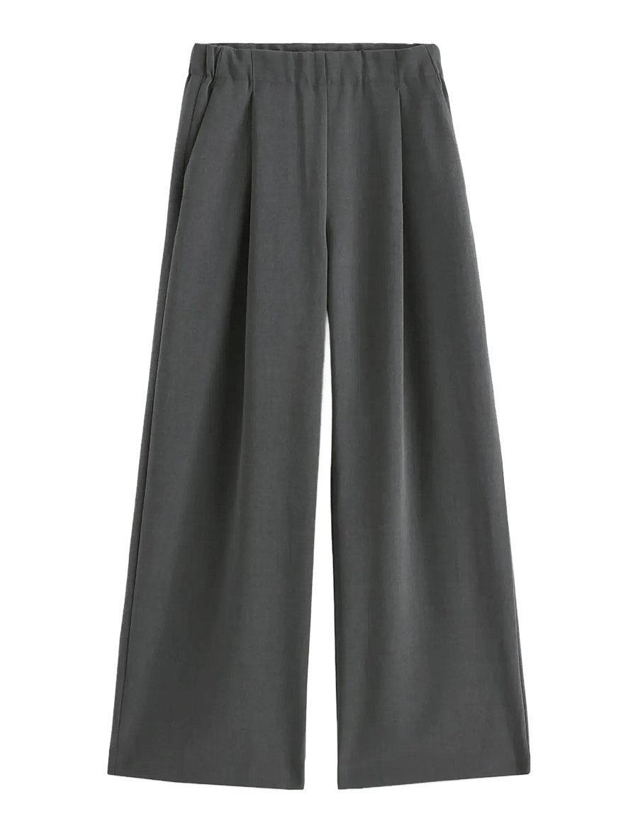 Lindex - Wide trousers with pleats - dark grey melange - 1