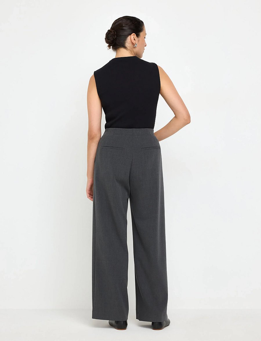 Lindex - Wide trousers with pleats - dark grey melange - 3