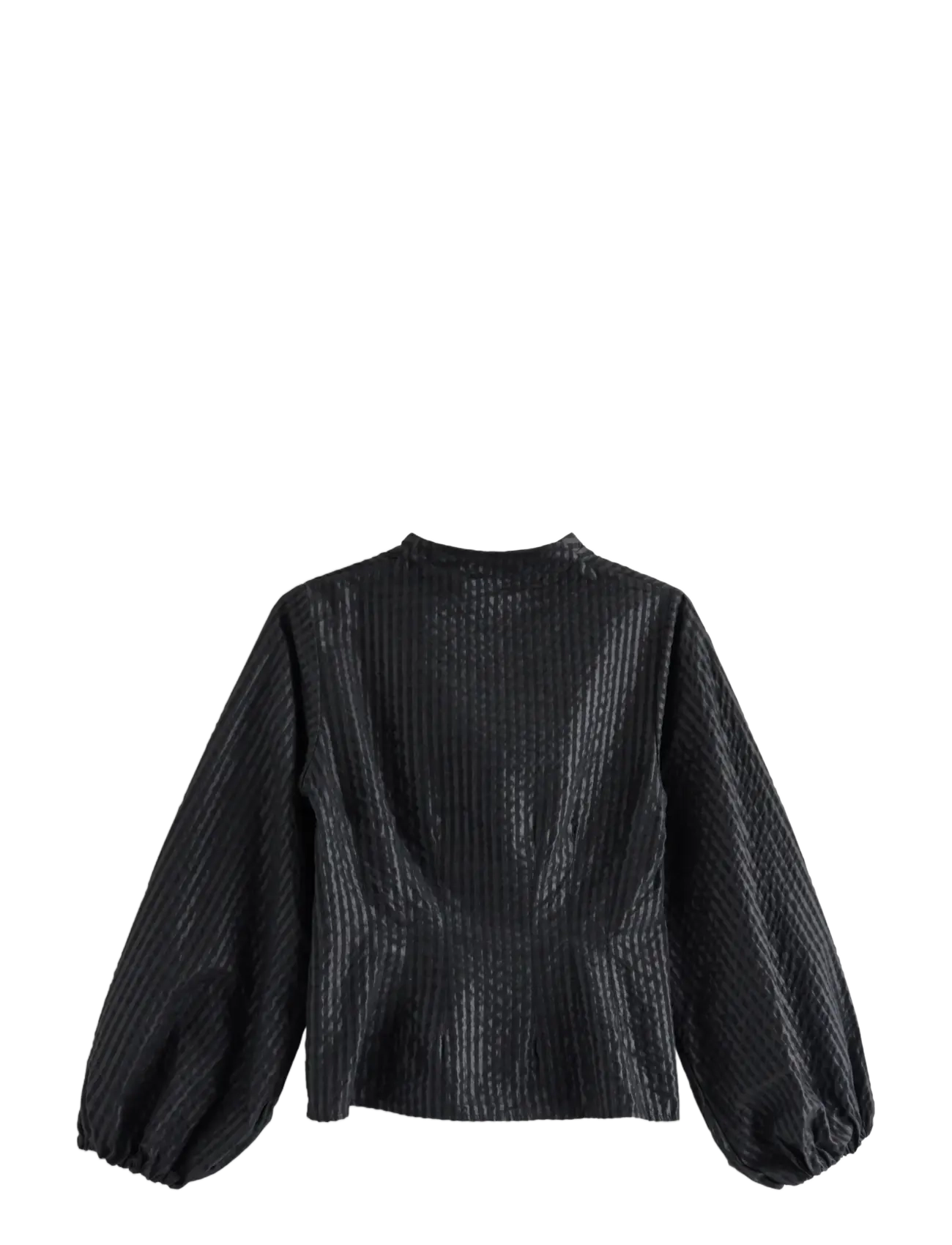 Lindex - Blouse in seersucker - långärmade blusar - black - 2
