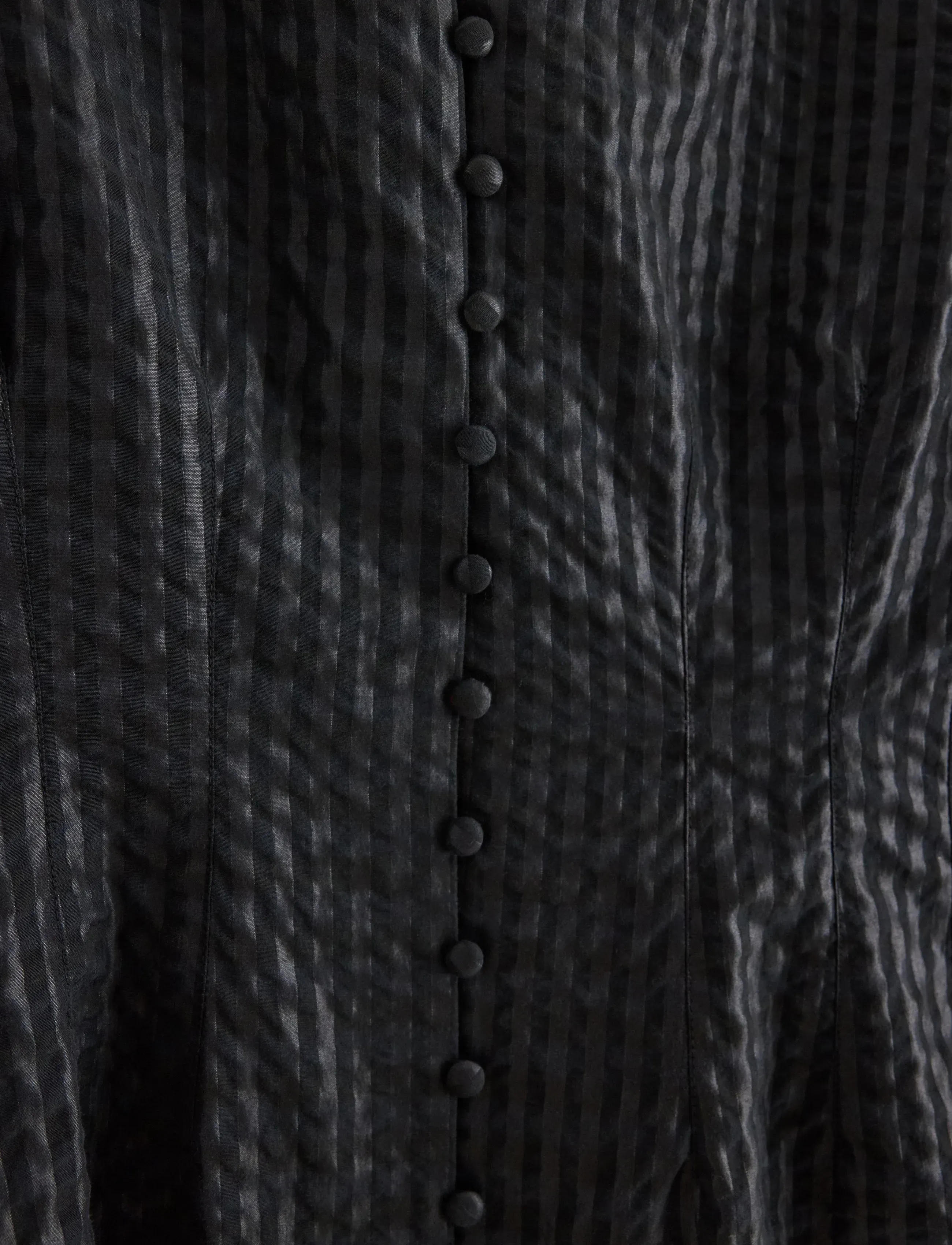 Lindex - Blouse in seersucker - långärmade blusar - black - 5