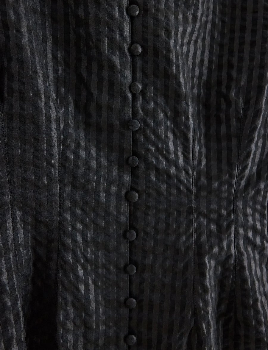 Lindex - Blouse in seersucker - långärmade blusar - black - 5