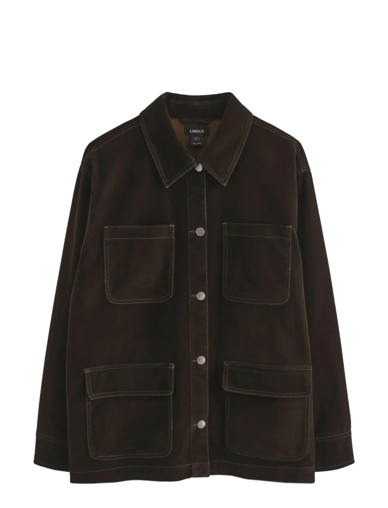 Lindex - Jacket in velvet - utility-jakker - dark brown - 1