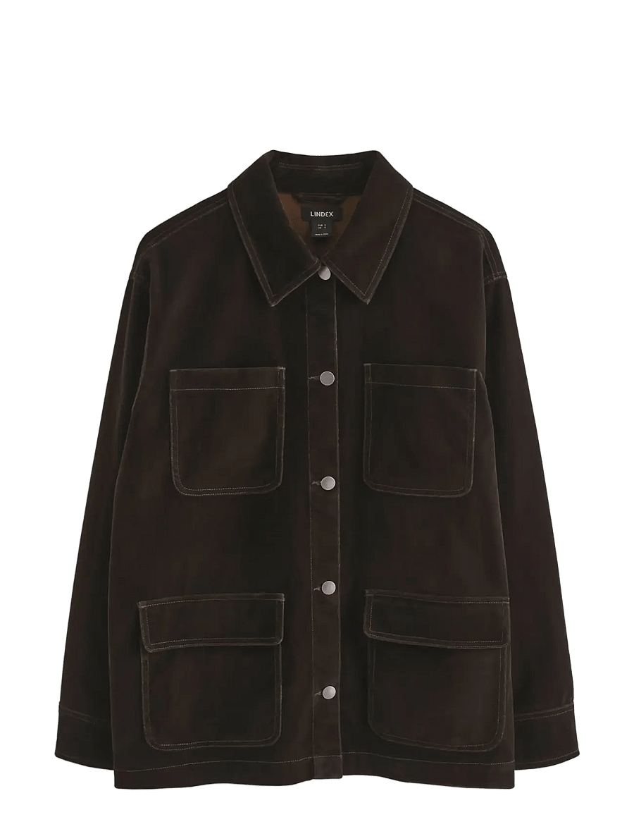 Lindex - Jacket in velvet - utility-jakker - dark brown - 1