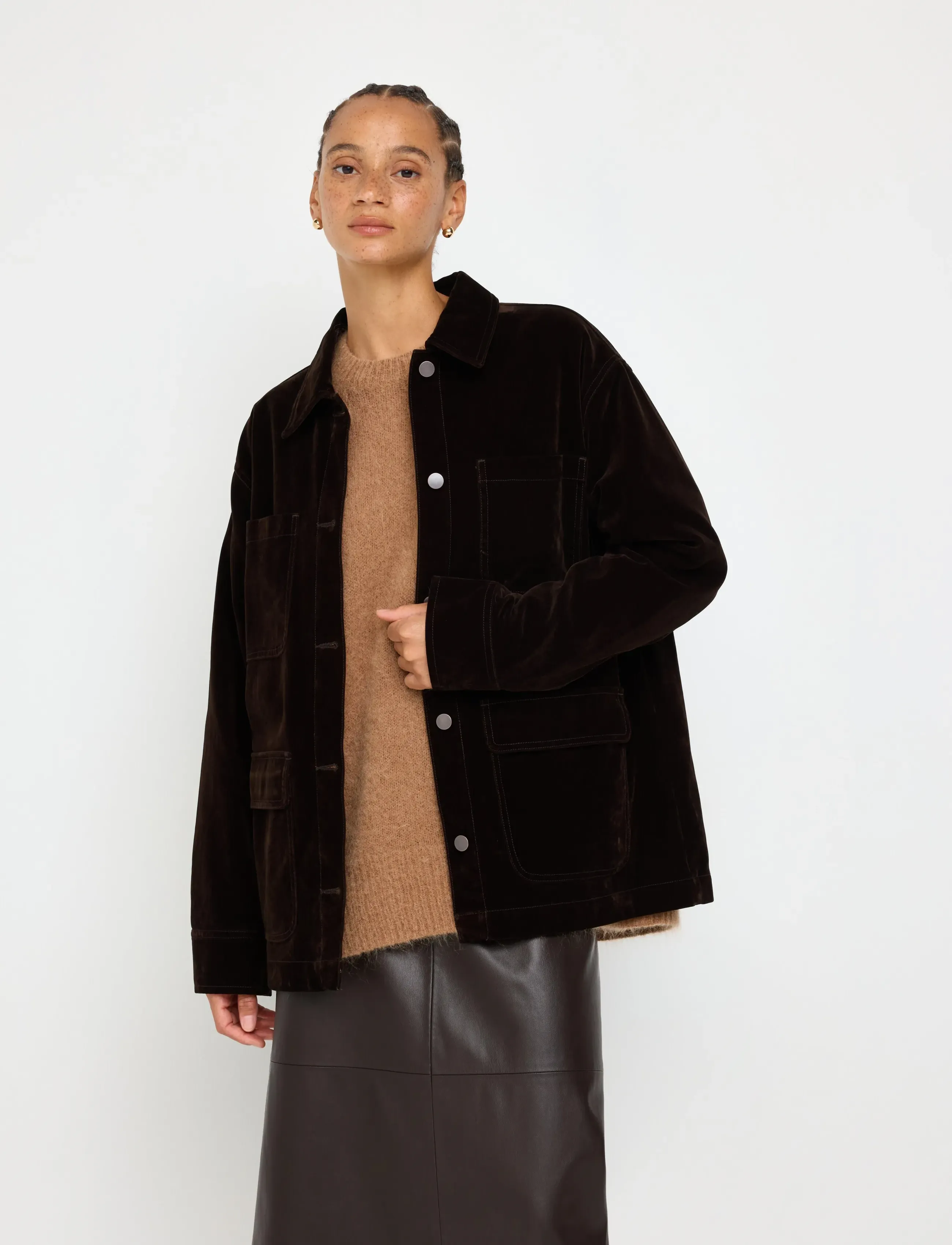 Lindex Jacket in velvet - Jakker - DARK BROWN / brown