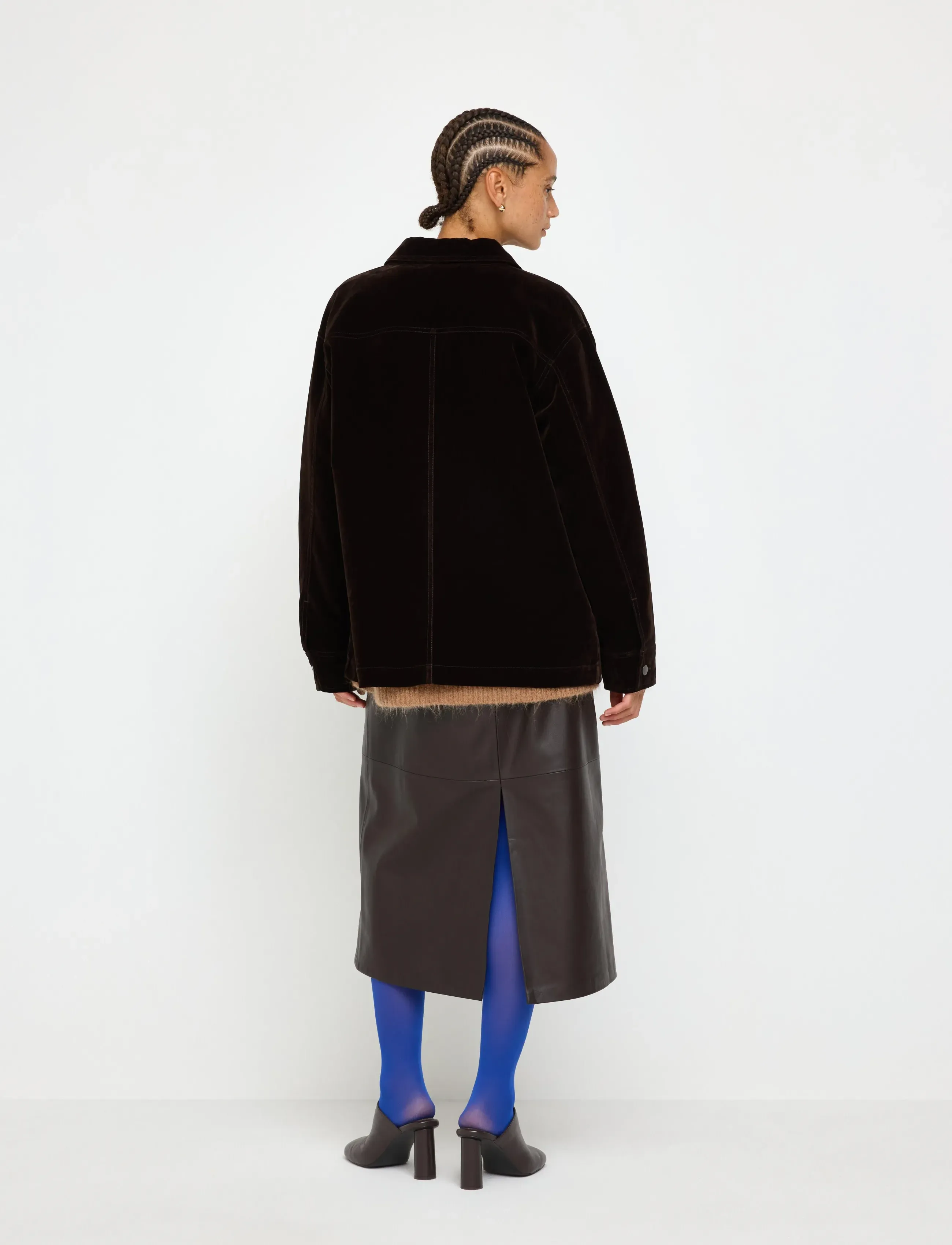 Lindex - Jacket in velvet - utility-jakker - dark brown - 3