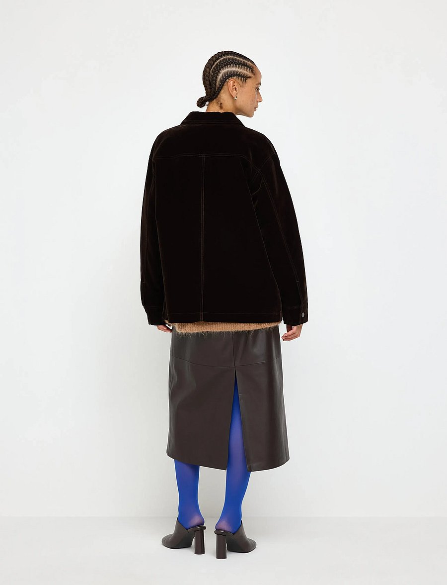 Lindex - Jacket in velvet - utility-jakker - dark brown - 3