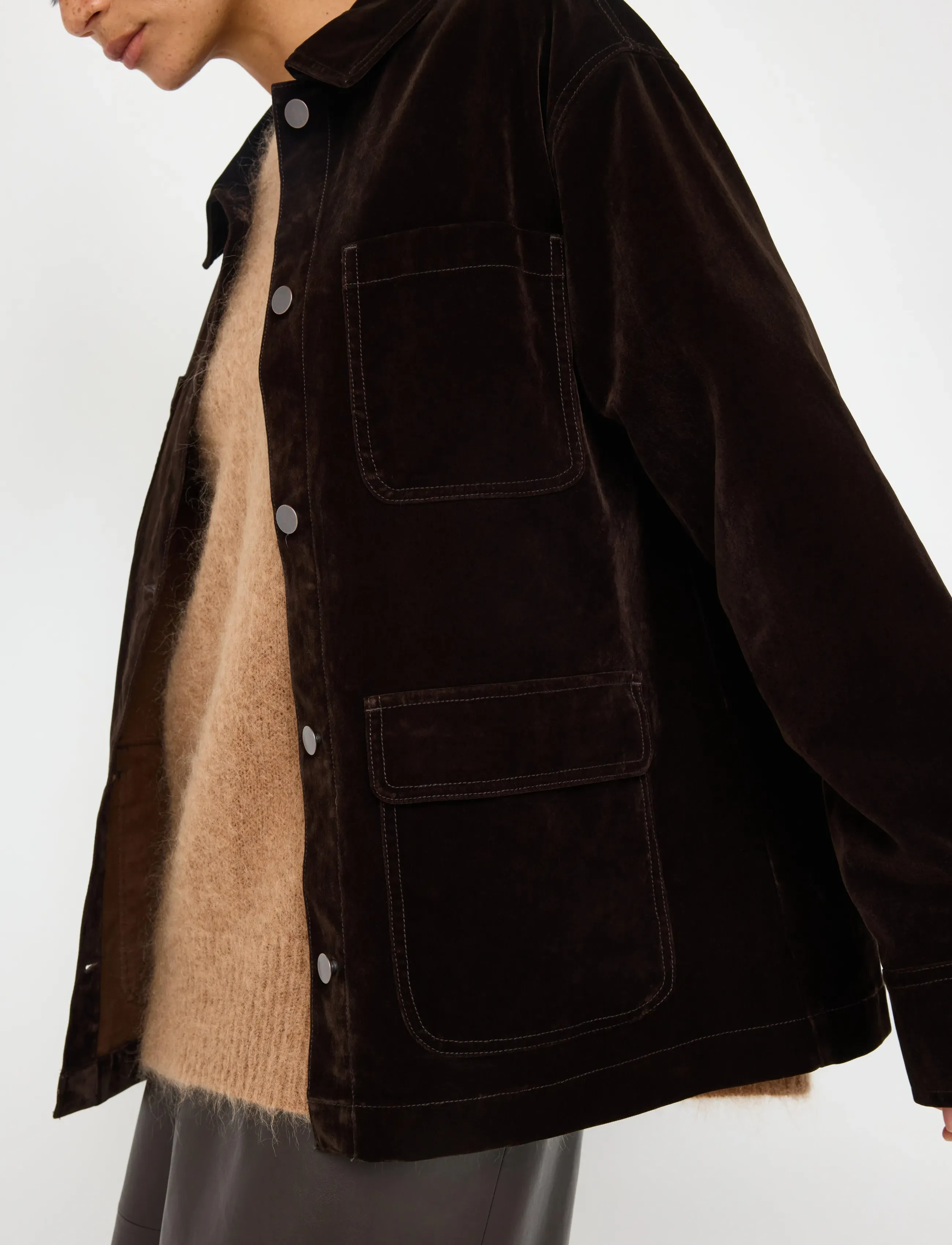 Lindex - Jacket in velvet - utility-jakker - dark brown - 4