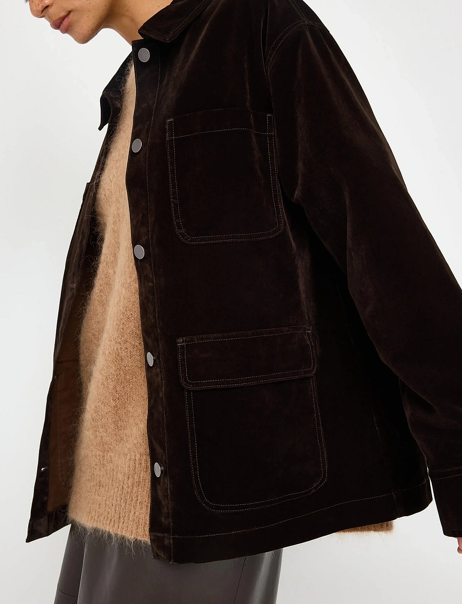 Lindex - Jacket in velvet - utility-jakker - dark brown - 4