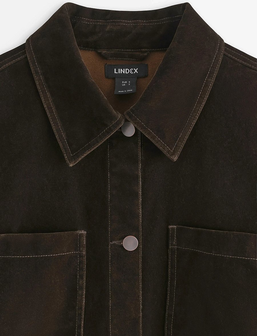 Lindex - Jacket in velvet - utility-jakker - dark brown - 5