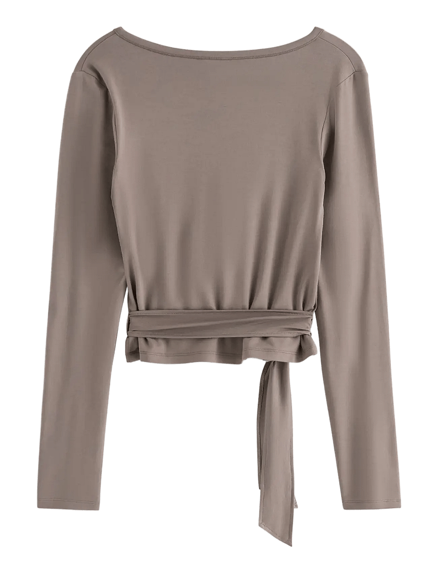 Lindex - Long-sleeved wrap top - langärmlige tops - dark khaki - 2