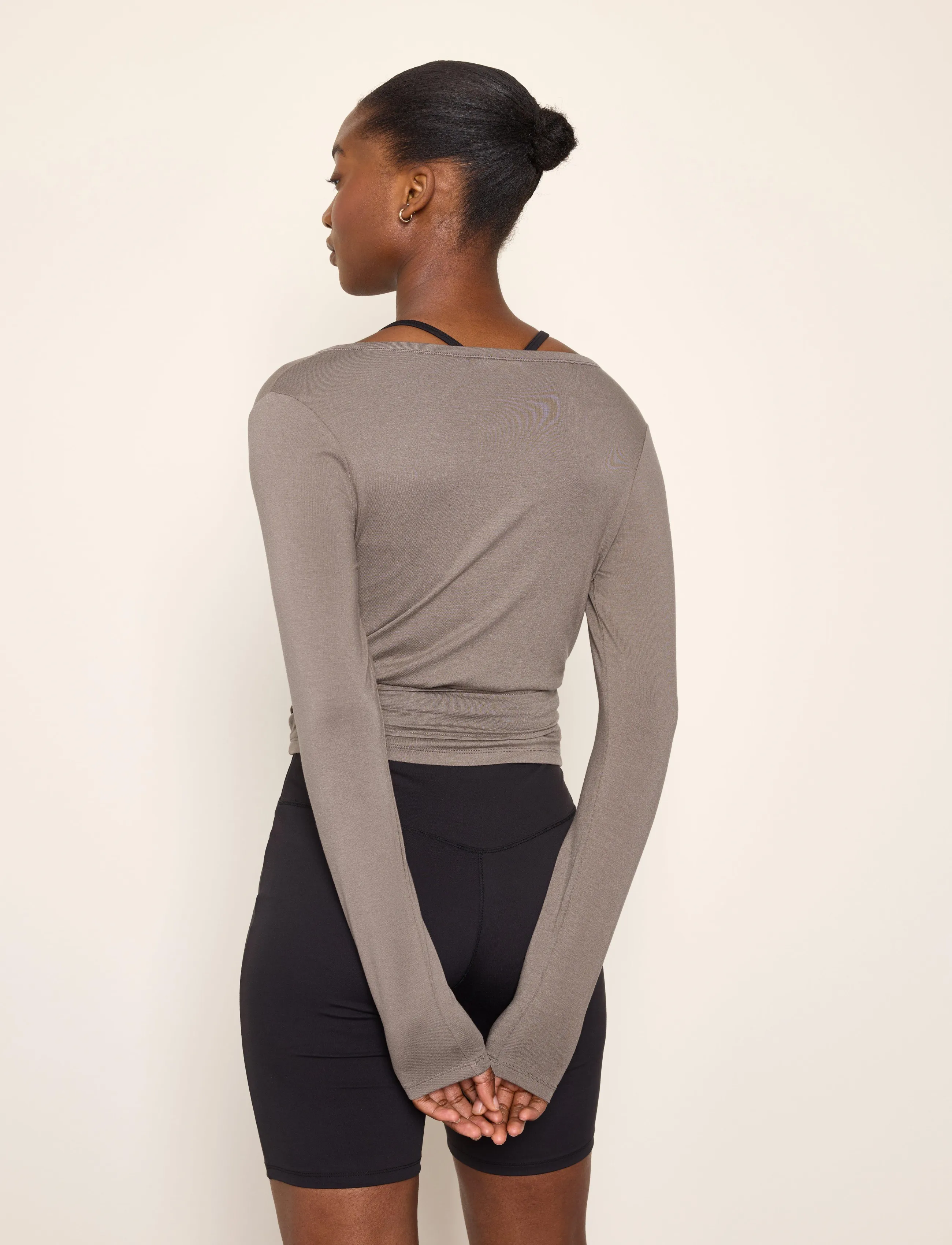 Lindex - Long-sleeved wrap top - long-sleeved tops - dark khaki - 3