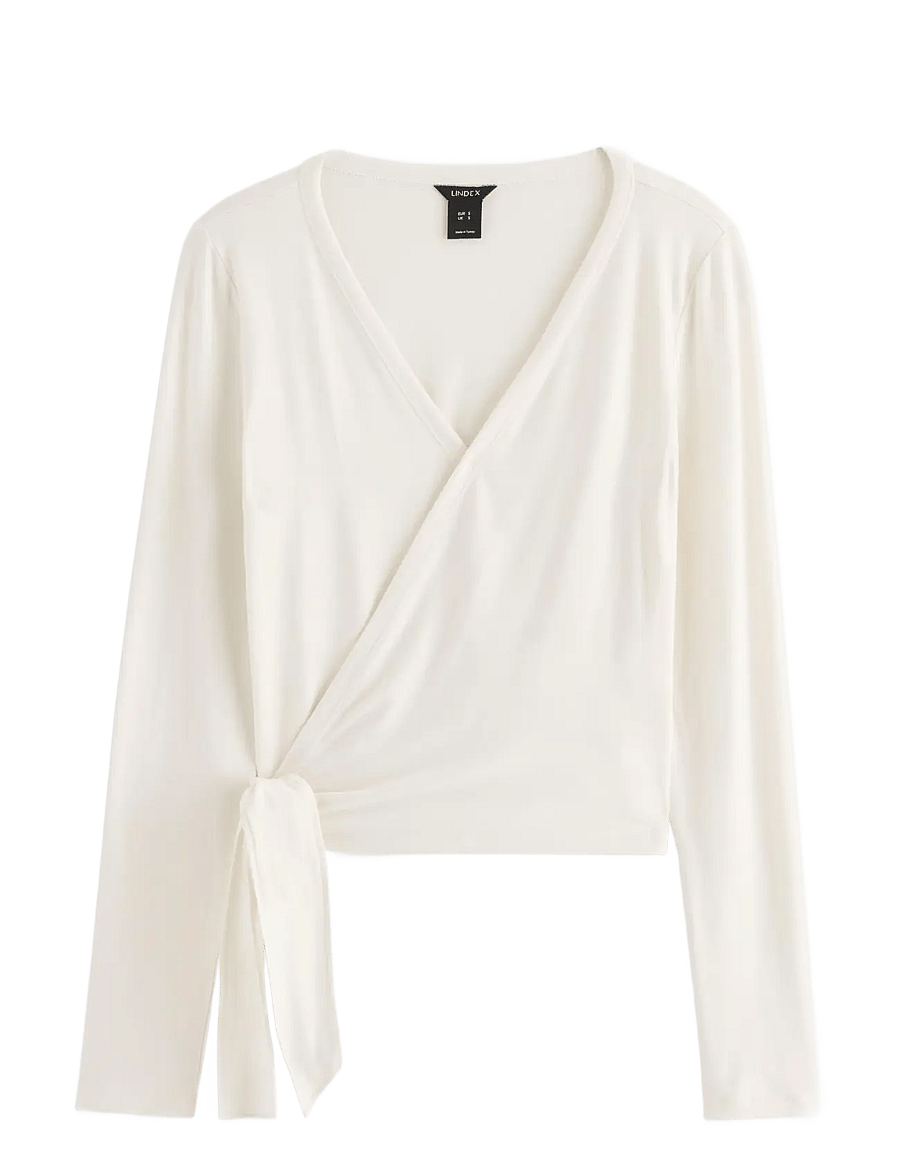 Lindex - Long-sleeved wrap top - langärmlige tops - off white - 1