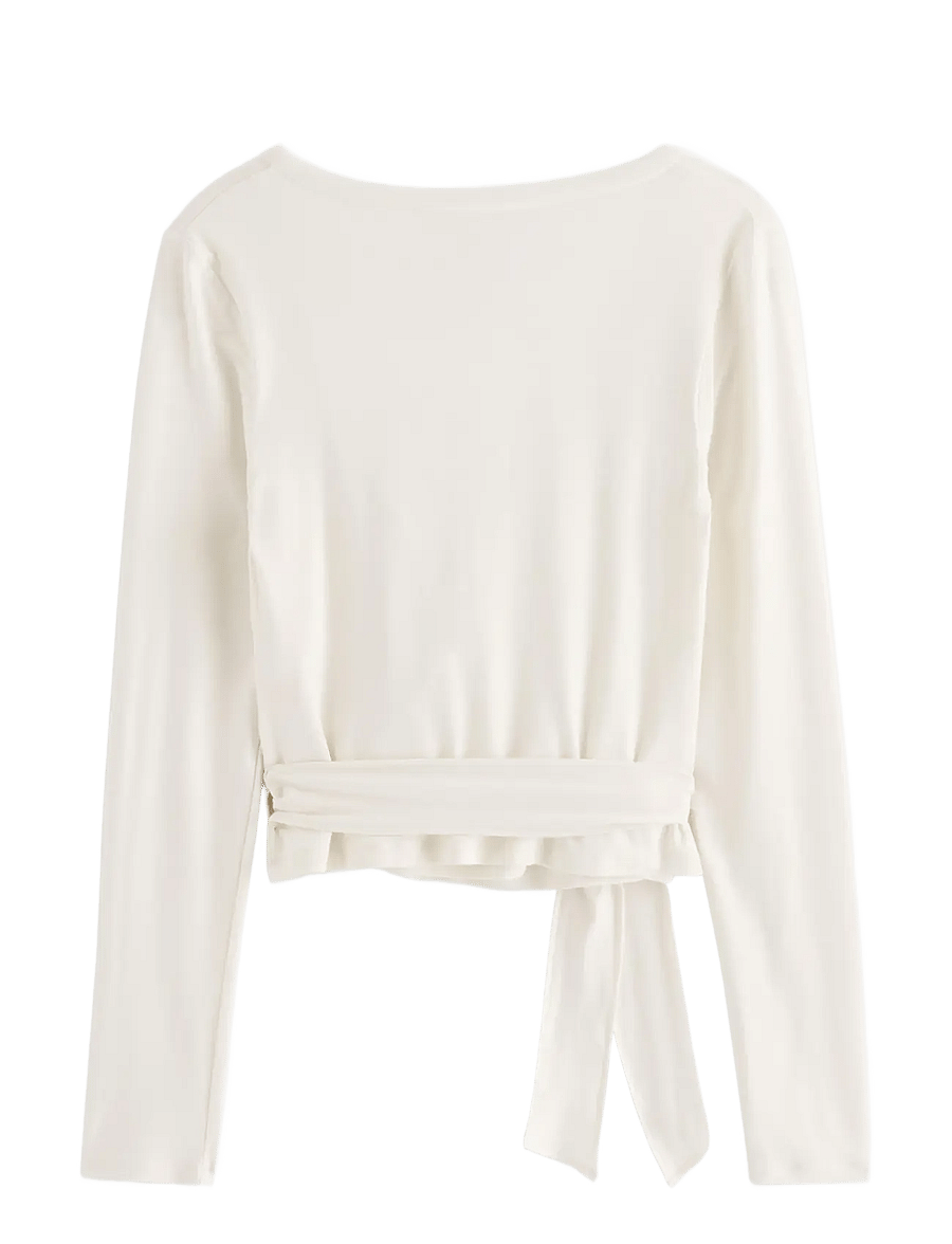 Lindex - Long-sleeved wrap top - langärmlige tops - off white - 2