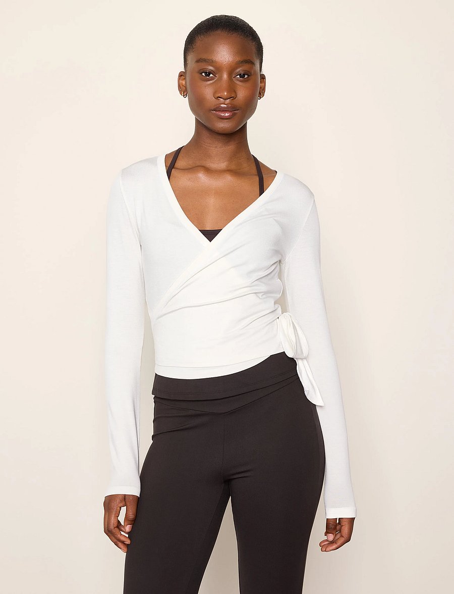 Lindex - Long-sleeved wrap top - langärmlige tops - off white - 0