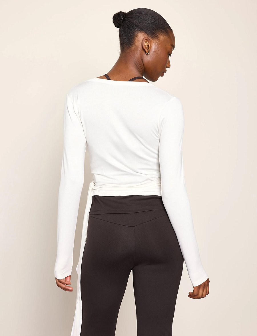 Lindex - Long-sleeved wrap top - langärmlige tops - off white - 3