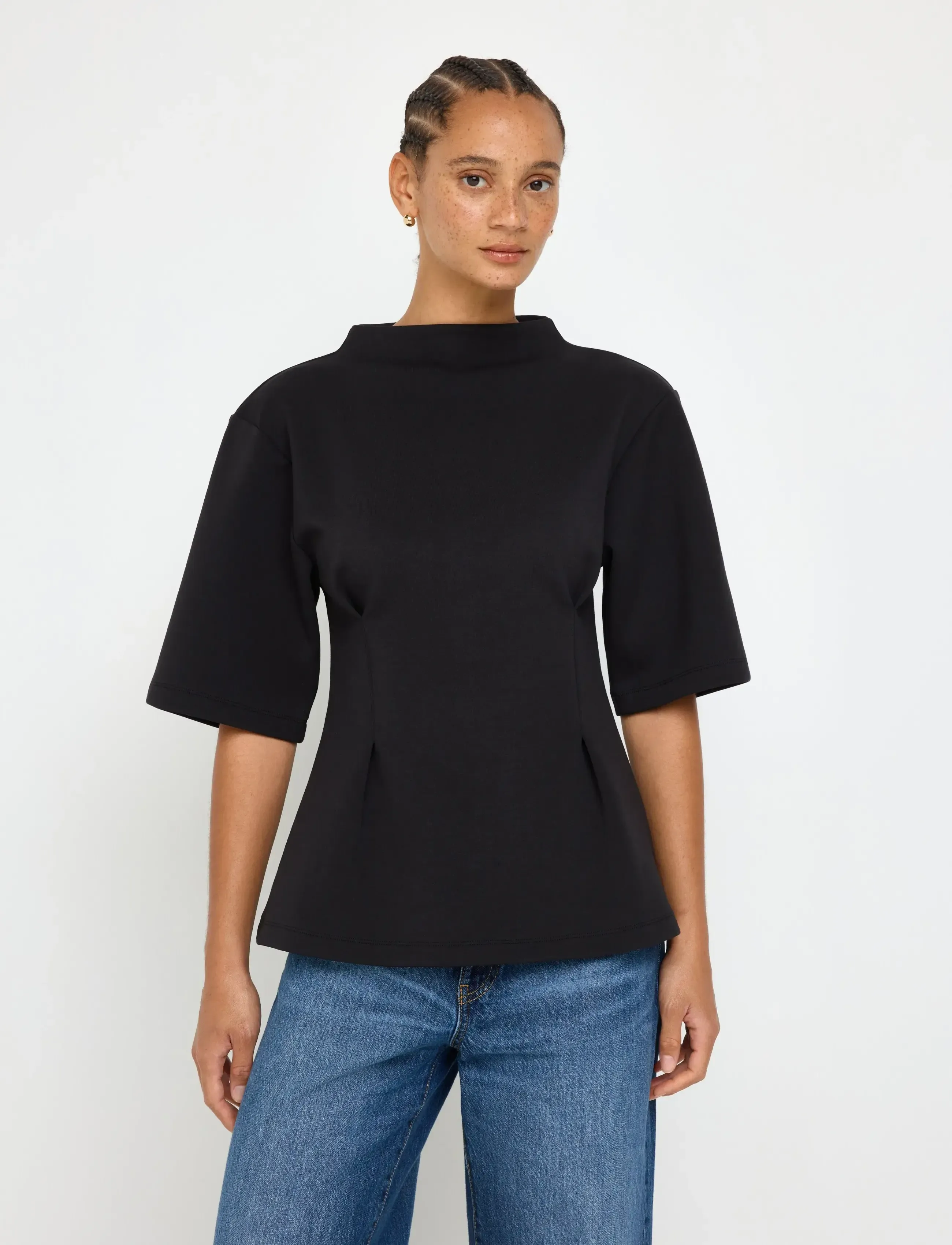 Lindex Short-sleeved top in sturdy material - T-shirts - BLACK / black