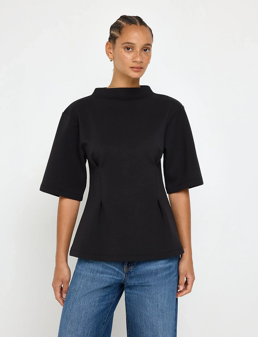 Lindex - Short-sleeved top in sturdy material - t-shirts - black - 0