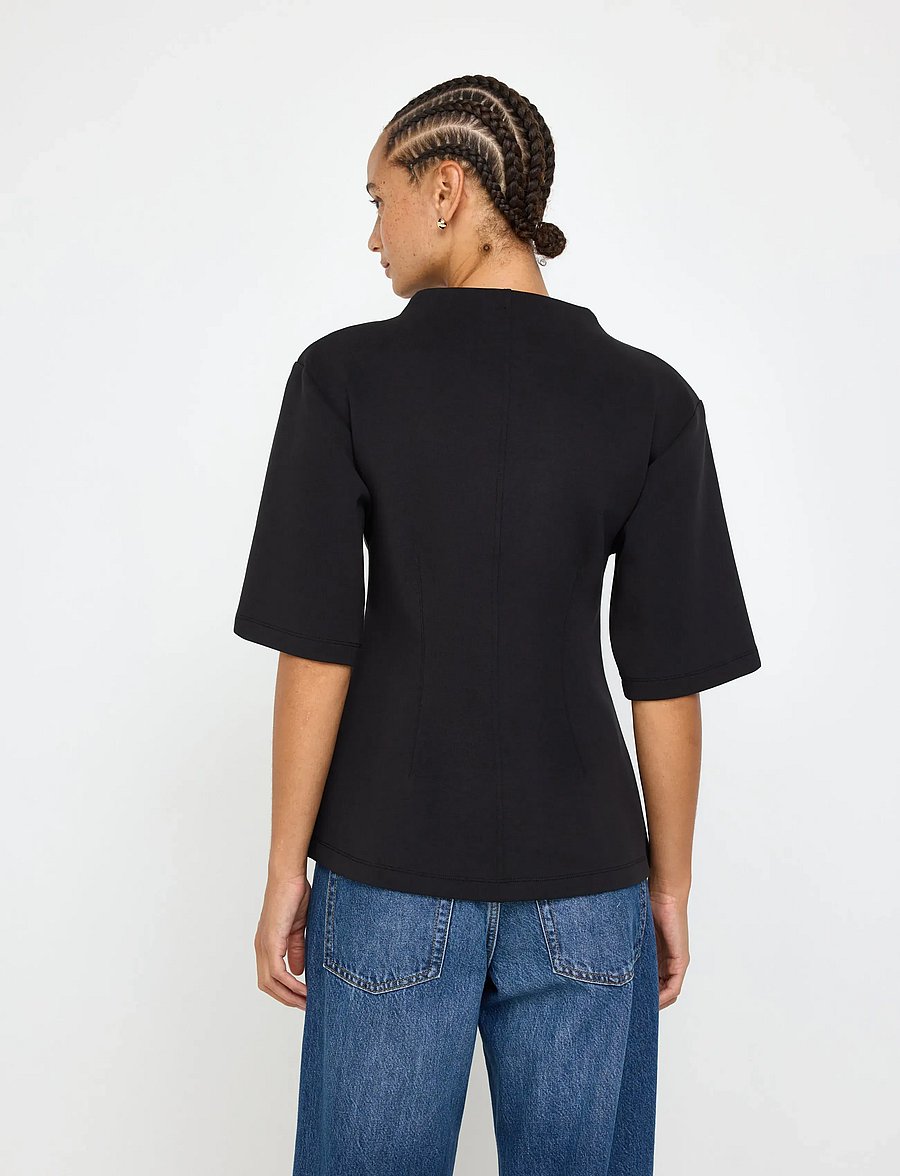 Lindex - Short-sleeved top in sturdy material - t-shirts - black - 3
