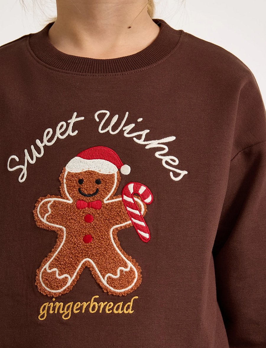 Lindex - Sweatshirt with brushed inside - dark brown - 4