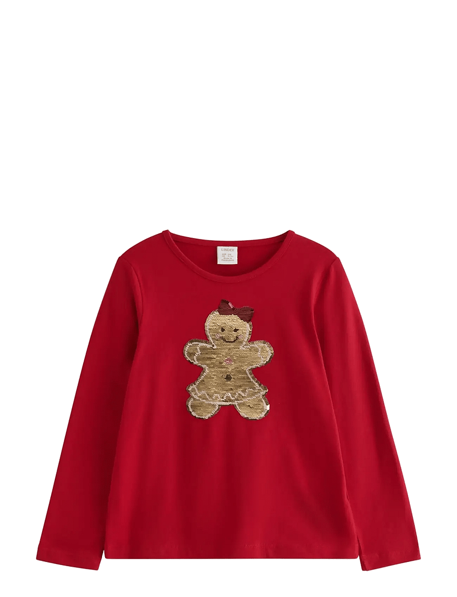 Lindex - Long-sleeved top with reversible sequins motif - langärmelig - dark red - 0