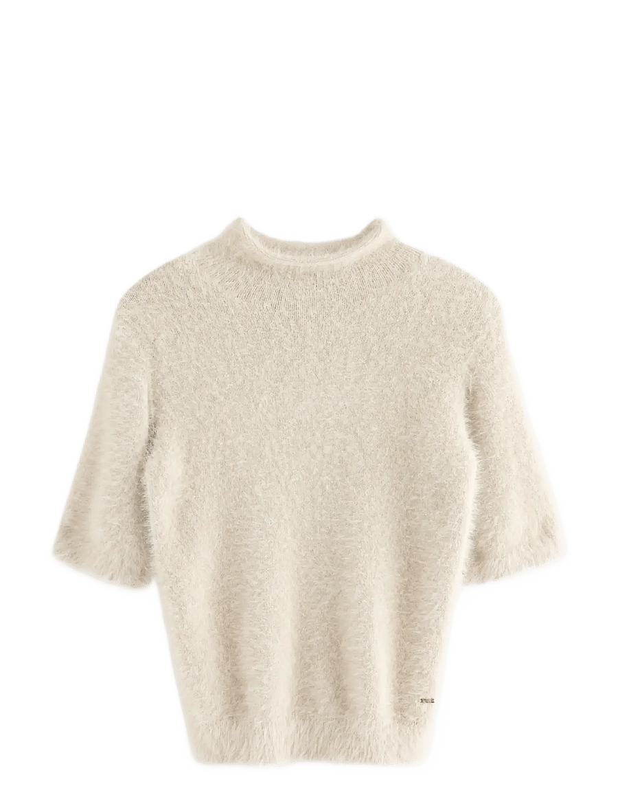 Lindex - Short-sleeved jumper in feather yarn - pullover - beige - 1