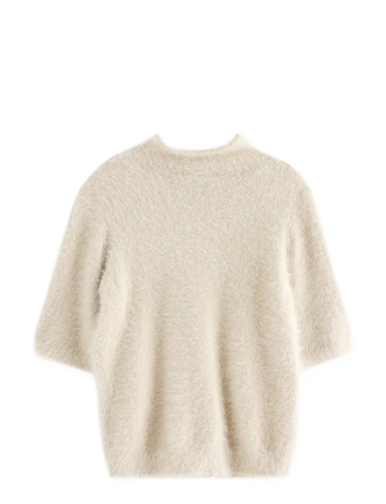 Lindex - Short-sleeved jumper in feather yarn - pullover - beige - 2