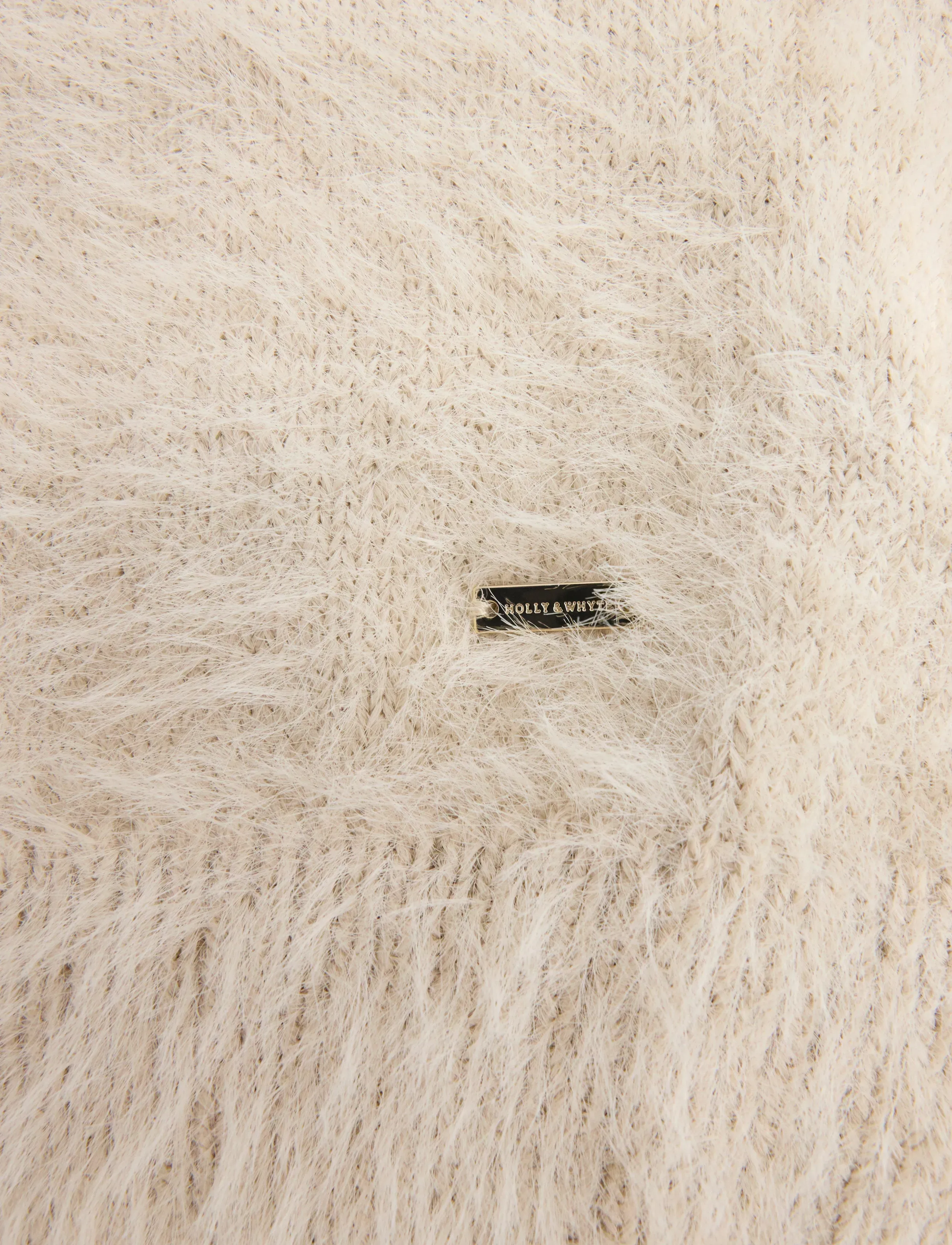 Lindex - Short-sleeved jumper in feather yarn - pullover - beige - 5