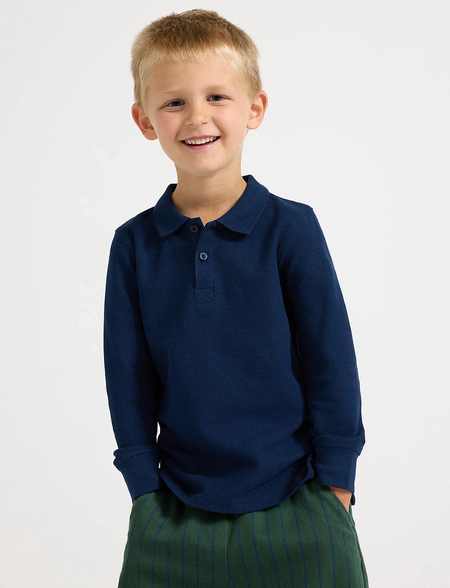 Lindex - Long-sleeved polo shirt - langärmelig poloshirt - dark blue - 0
