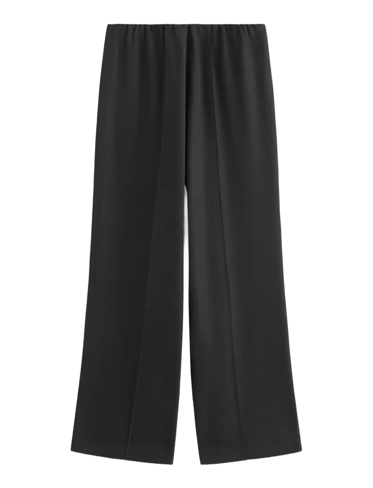 Lindex - WIDE trousers elastic waist - bukser med brede ben - black - 1