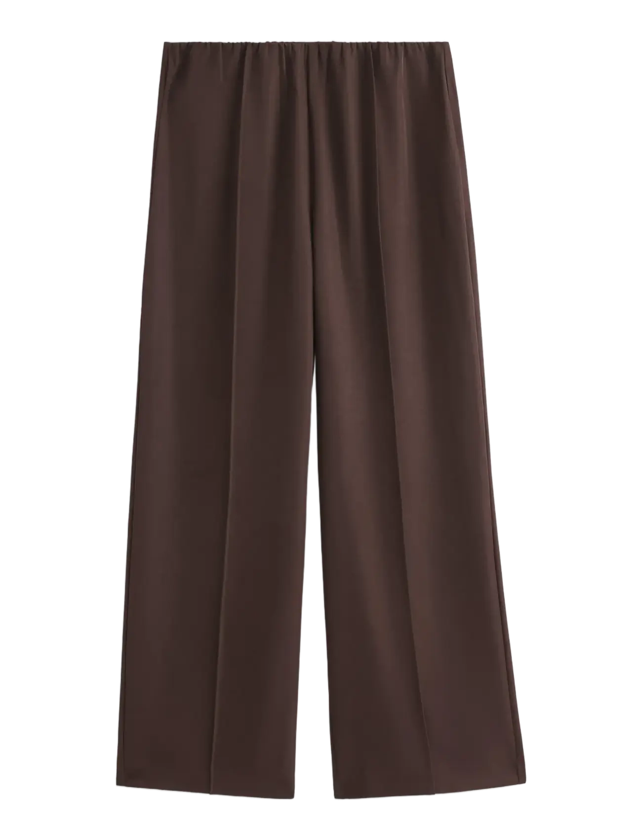 Lindex WIDE trousers elastic waist - Lindex - DARK BROWN / brown
