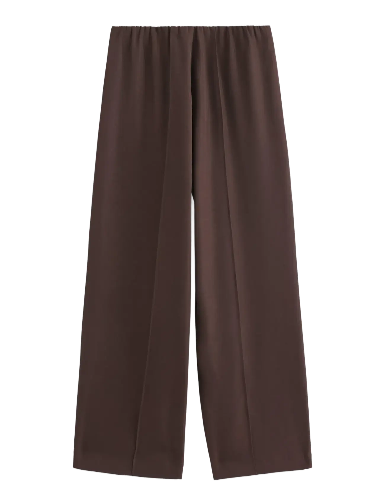 Lindex - WIDE trousers elastic waist - bukser med brede ben - dark brown - 1