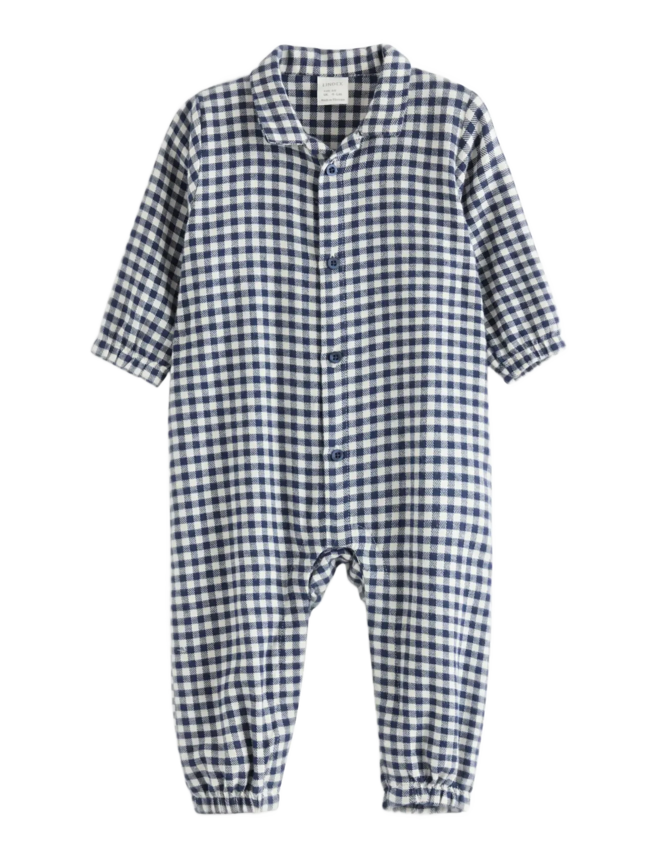 Lindex Pyjamas In Flannel, Kinder, Gingham Strampler Pyjama, Marineblau, Gr.56