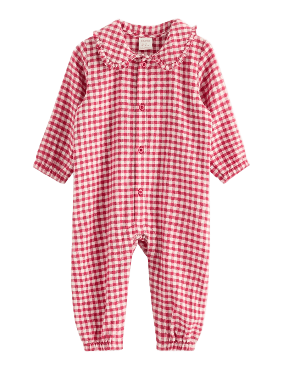 Lindex - Pyjamas in flannel - schlafoveralls - red - 0