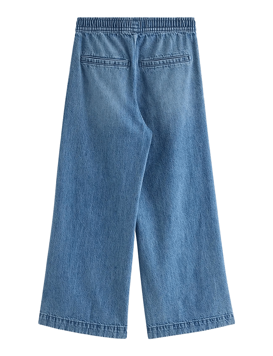 Lindex - Wide denim trousers with elastic waist - hosen mit weitem bein - denim blue - 1