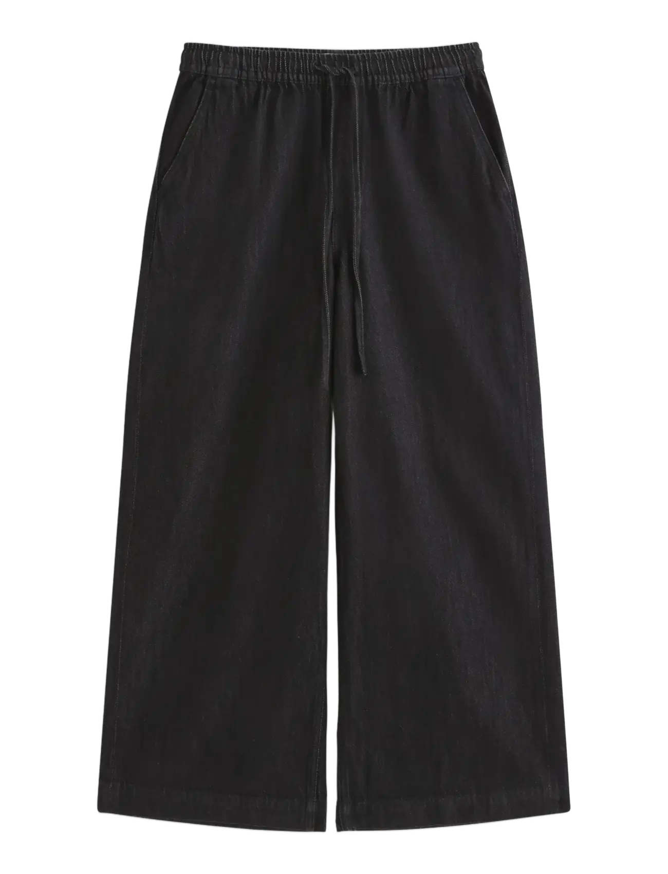 Lindex Wide denim trousers with elastic waist - Wide leg jeans - BLACK DENIM / black