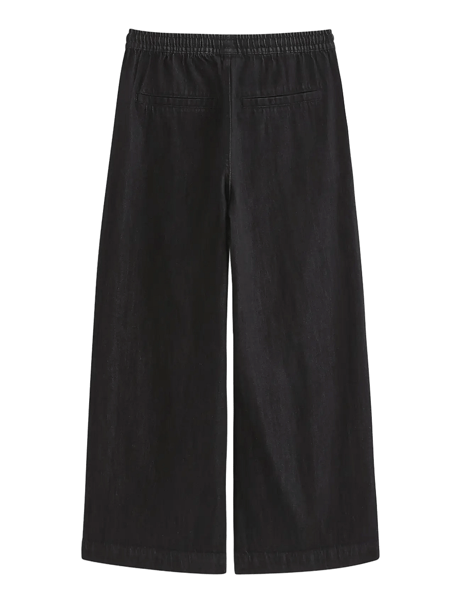 Lindex - Wide denim trousers with elastic waist - wide leg jeans - black denim - 1