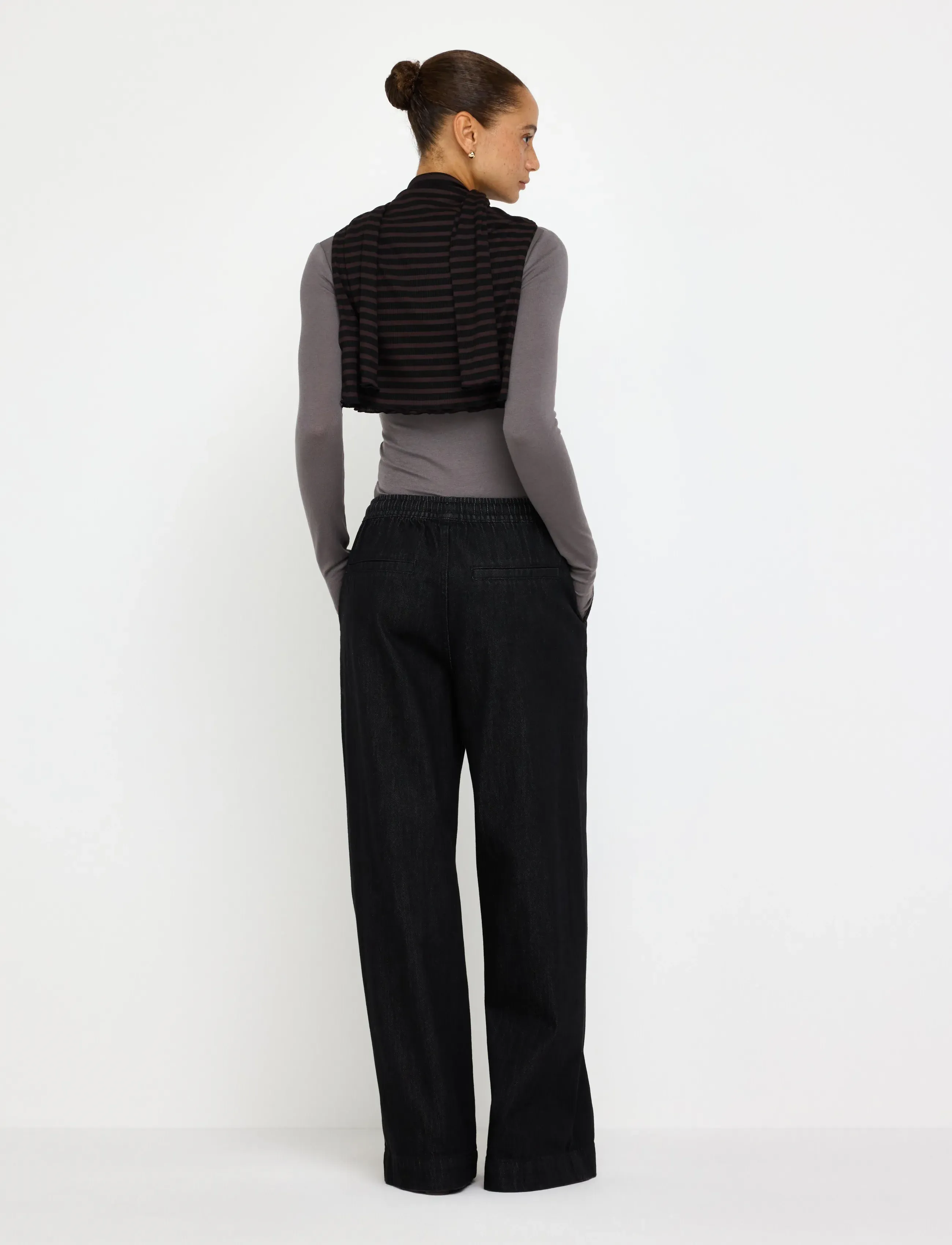 Lindex Wide Denim Trousers With Elastic Waist byxor dam – bild 2