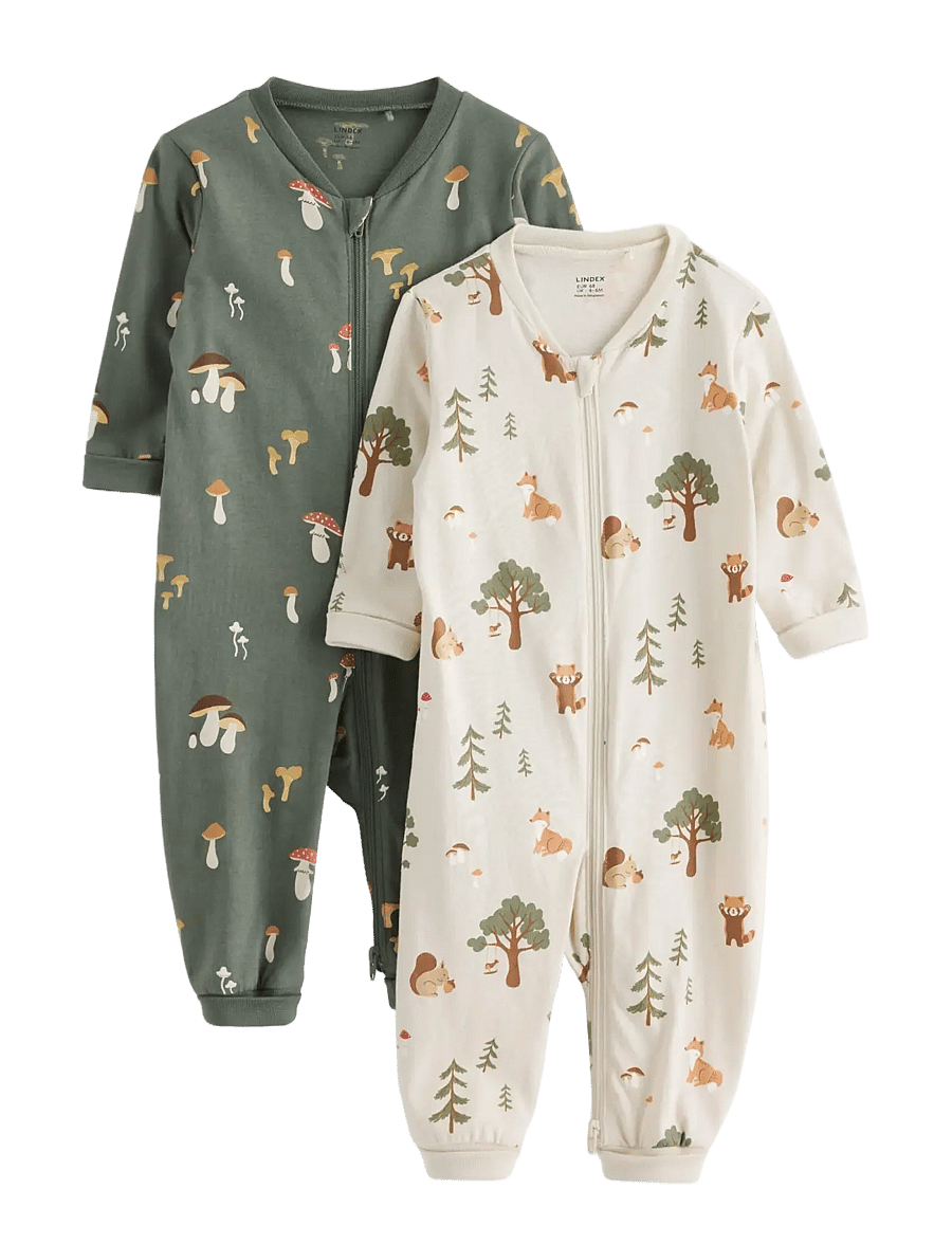 Lindex - 2-pack pyjamas - schlafoveralls - dusty khaki - 0