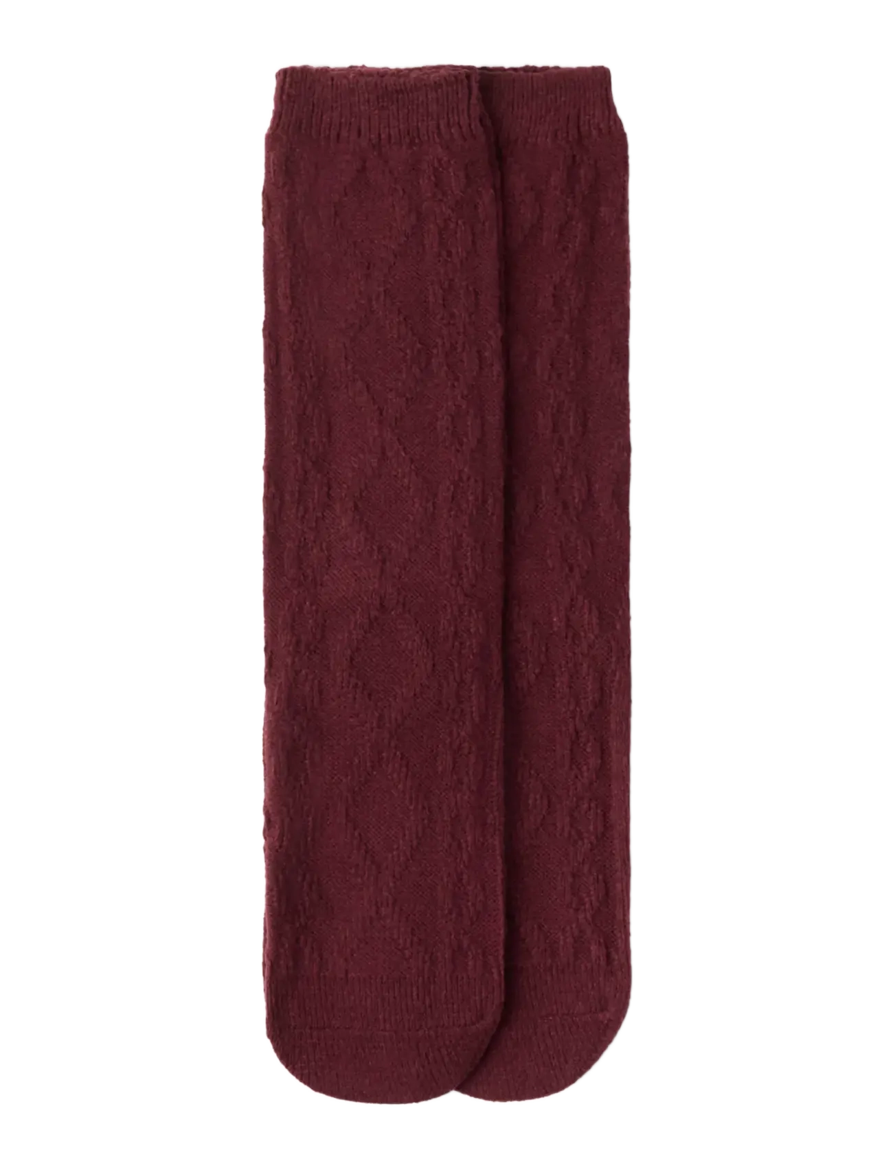 Lindex - 2-pack cable-knit socks - vanliga strumpor - dark dusty red - 1