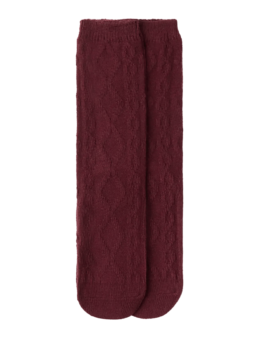Lindex - 2-pack cable-knit socks - vanliga strumpor - dark dusty red - 1