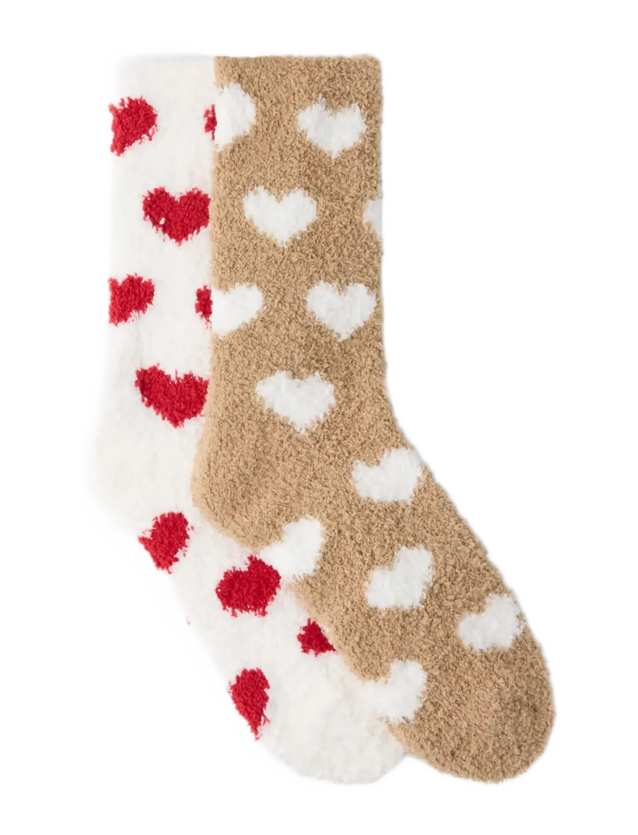 Lindex - 2-pack fluffy socks - klassikalised sokid - beige - 1