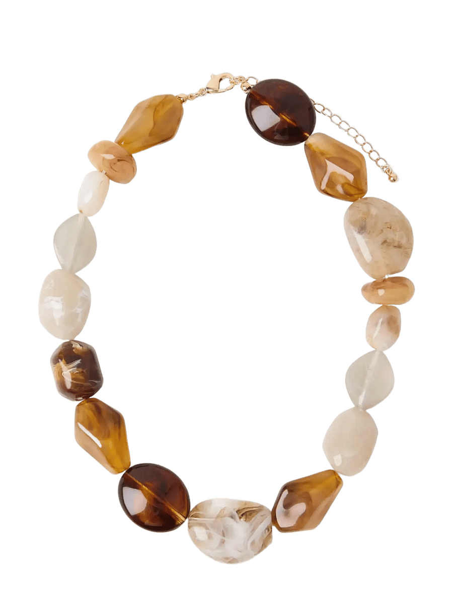 Lindex - Necklace with beads - statement-ketten - light dusty brown - 0