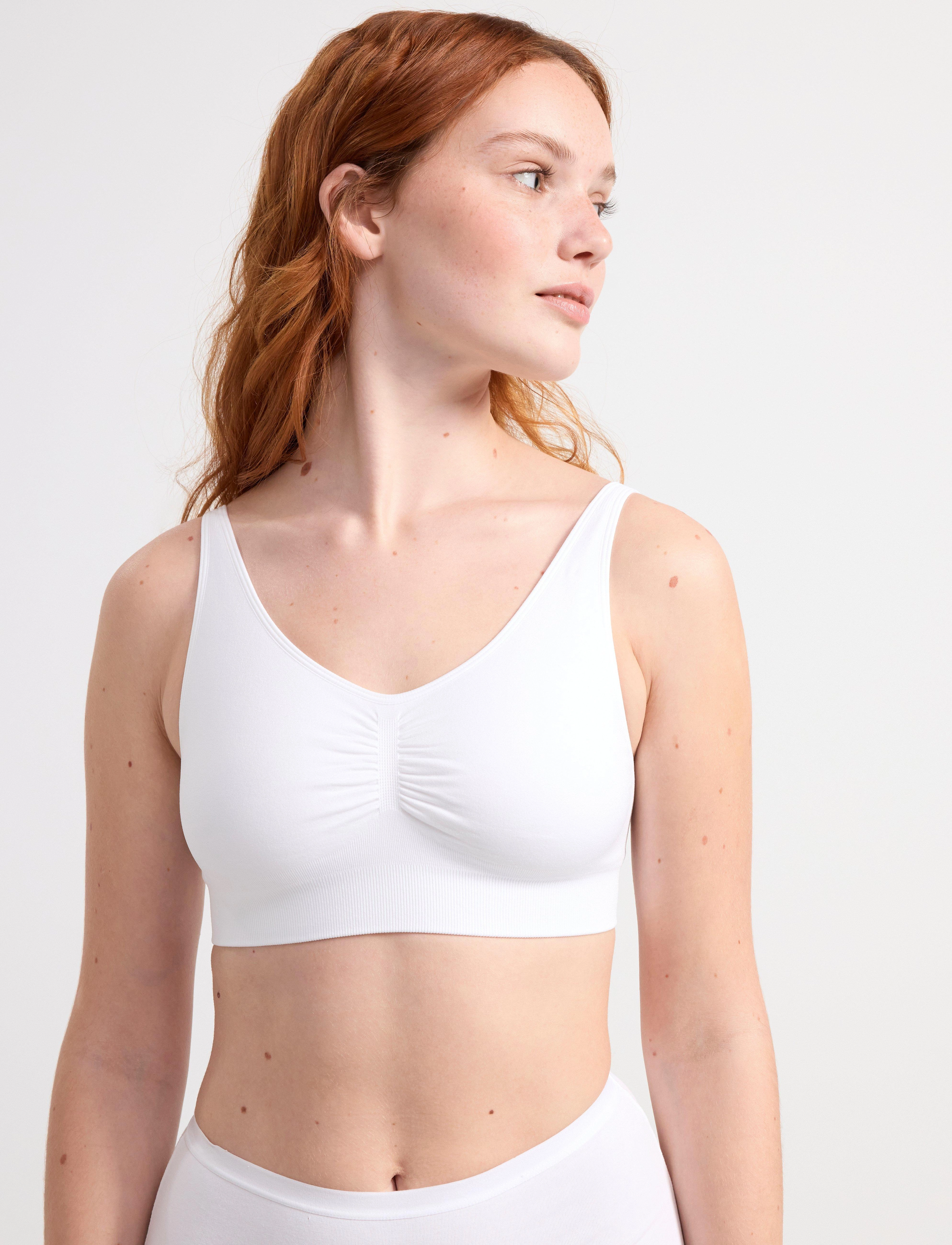 Lindex Seamless Soft Bra, Kvinder, Sømløs Blød BH, Hvid, Str: L