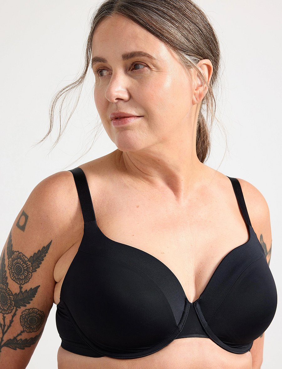 Lindex - Bra Dahlia Shiny Matt - vollschalen-bh - black - 3