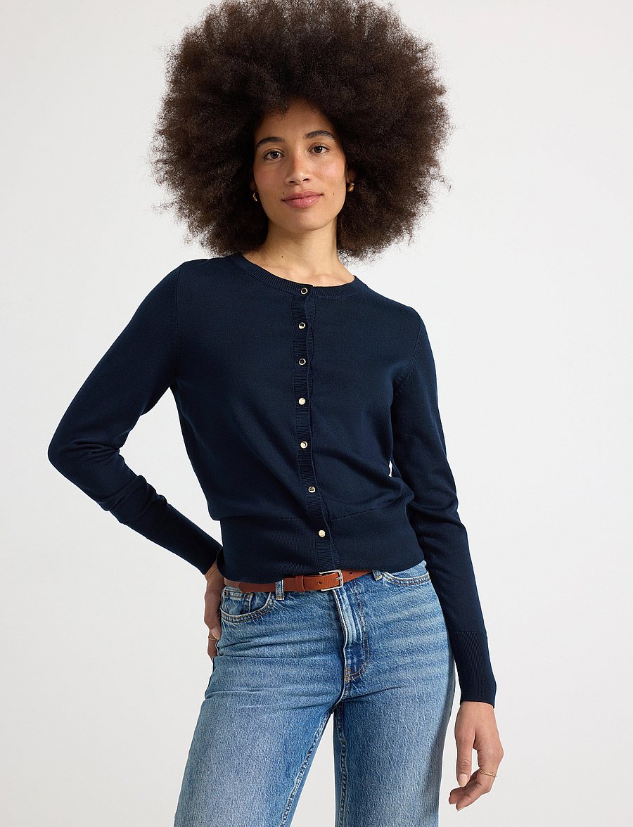 Lindex - Fine-knit Cardigan - koftor - navy - 0
