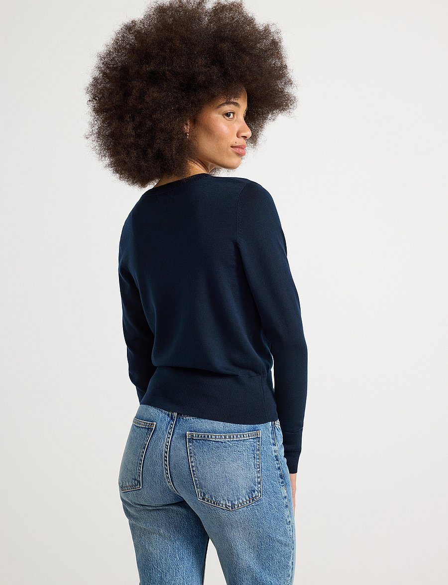 Lindex - Fine-knit Cardigan - koftor - navy - 3